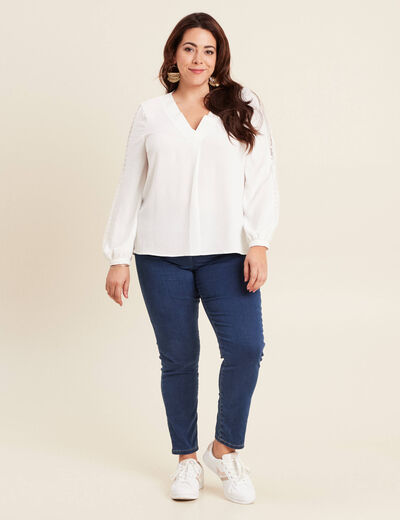 Blouse manches longues ecru femme