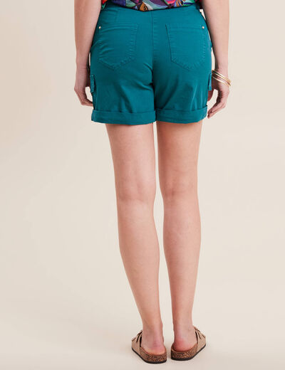 Short ajusté à rabats vert femme