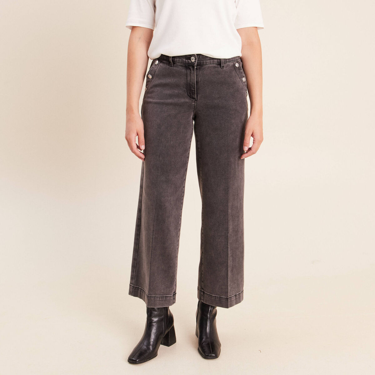 Jean denim gris femme