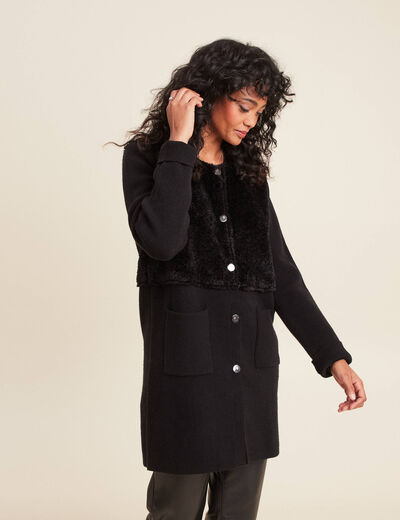 Veste droite buste bouclette noir femme