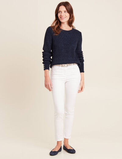 Pull manches longues bleu marine femme