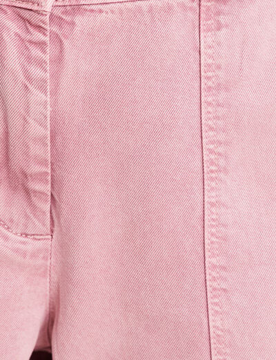 Pantalon large taille haute fluide rose femme