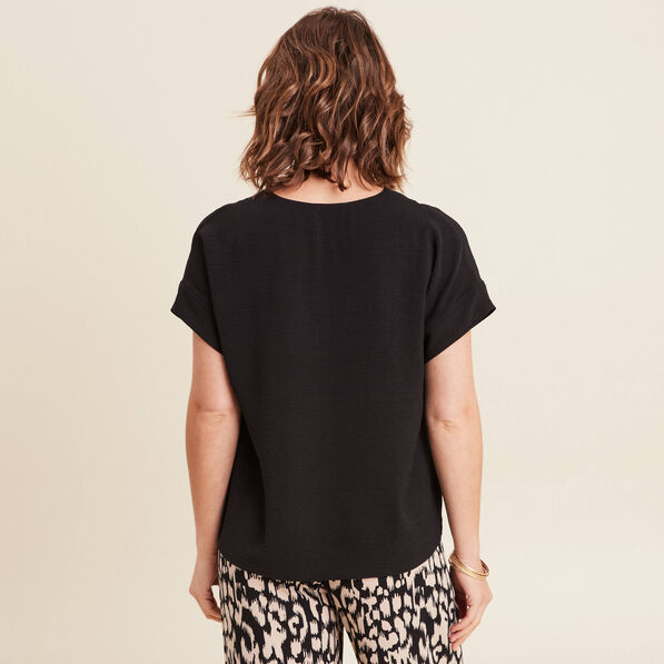 blouse fluide manches courtes noir femme Blouse fluide manches courtes noir femme