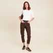 Jean large à coulisse marron foncé femme