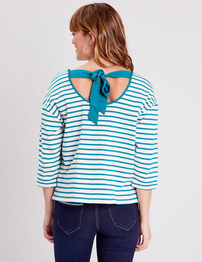 T-shirt manches 3/4 vert canard femme