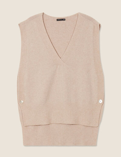 Pull sans manches creme femme