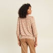 T-shirt col rond manches 3/4 marron femme