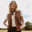 Gilet ajour&eacute; coupe droite courte marron femme