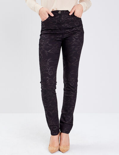 Pantalon ajusté denim noir femme