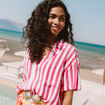 Chemise fluide manches courtes rose fushia femme