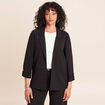 Veste longue droite col tailleur noir femme