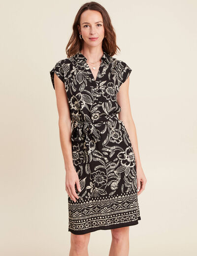 Robe droite courte sans manches noir femme