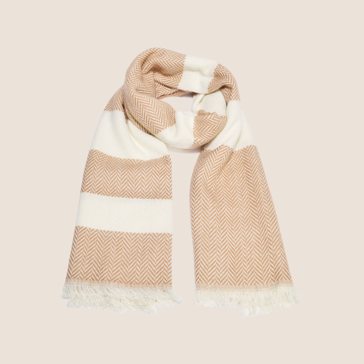 &Eacute;charpe &agrave; franges camel femme