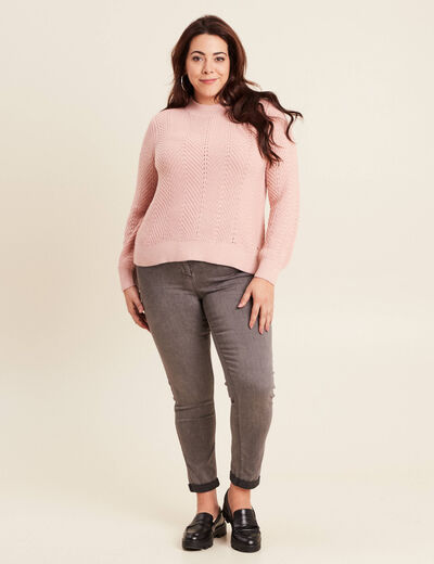 Pull manches longues vieux rose femme