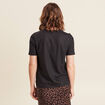 T-shirt col V manches courtes noir femme