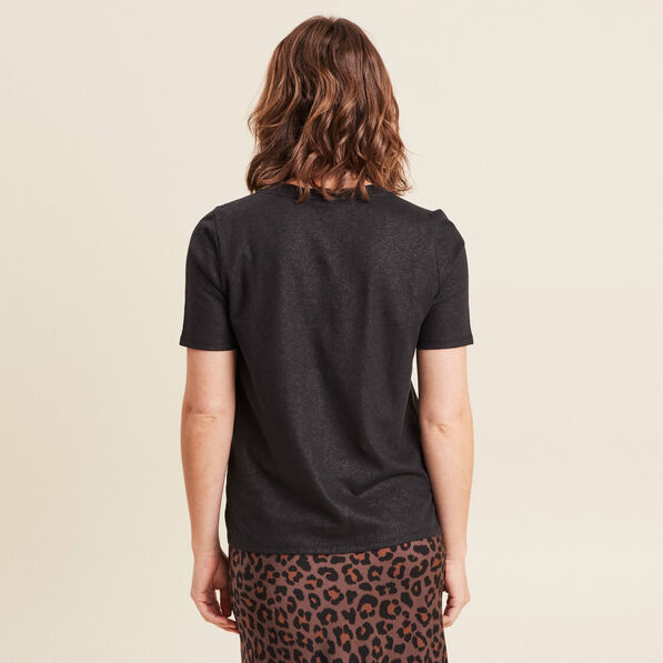 t shirt col v manches courtes noir femme T-shirt col V manches courtes noir femme