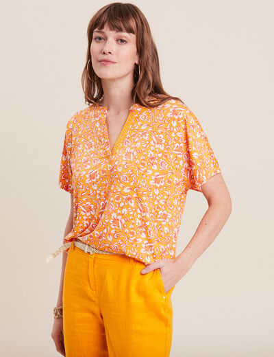 T-shirt manches courtes jaune foncé femme