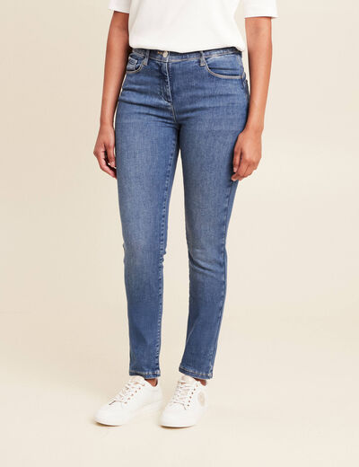 Jean magique ajusté taille standard denim double stone femme