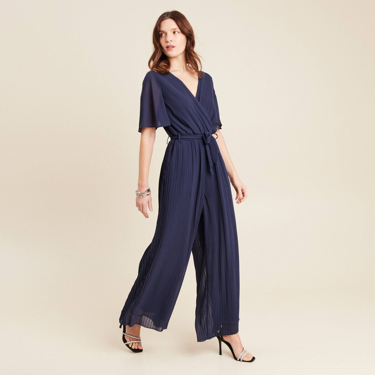 Combinaison pantalon fluide bleu marine femme