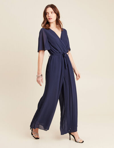 Combinaison pantalon fluide bleu marine femme