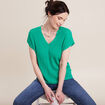 Pull &agrave; manches courtes vert turquoise femme