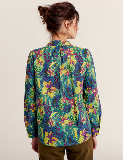 Chemise manches longues vert fluo femme
