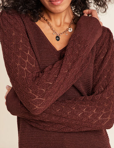 Pull manches longues bordeaux femme
