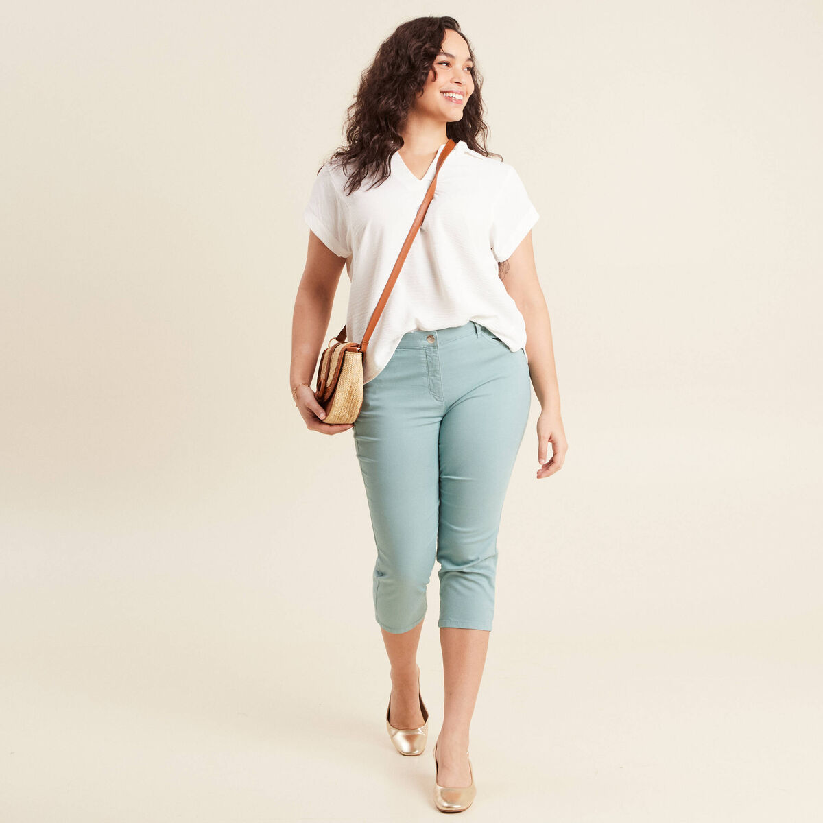 Blouse manches courtes ecru femme