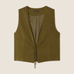 Veston sans manches satin vert olive femme