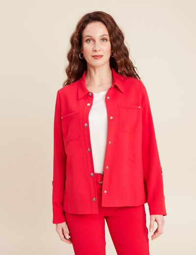 Veste cintrée boutonnée rouge femme