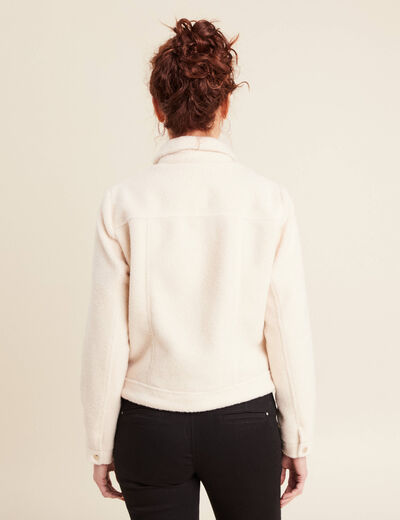 Veste droite bouclette ivoire femme