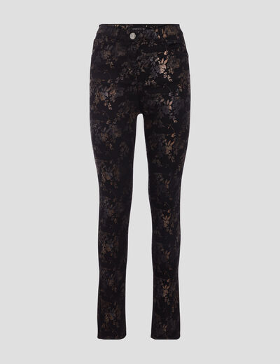 Pantalon ajusté denim noir femme