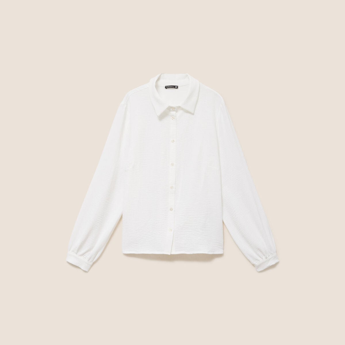 Chemise ample fluide &agrave; manches longues ecru femme