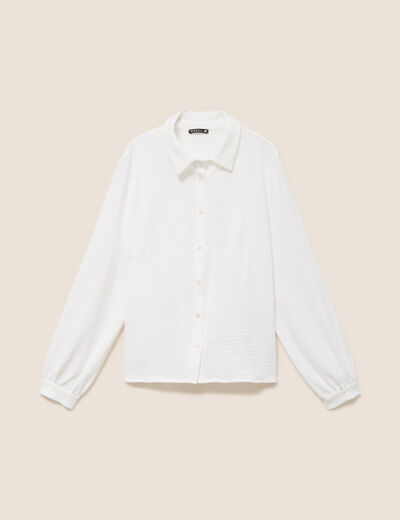 Chemise ample fluide &agrave; manches longues ecru femme