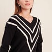 Pull col v noir femme