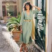 Robe droite ceinturée vert femme