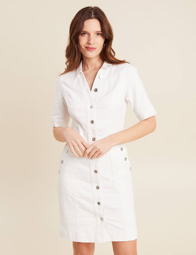 Robe droite en jean ecru femme