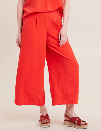 Pantalon large élastiqué orange femme