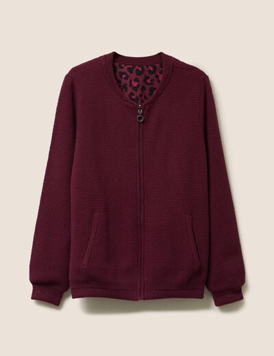 Gilet r&eacute;versible manches longues bordeaux femme