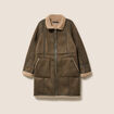 Manteau cintr&eacute; mi-long vert kaki femme