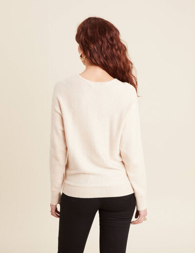 Pull manches longues creme femme