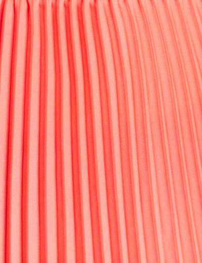 Jupe midi patineuse pliss&eacute;e rose vif femme
