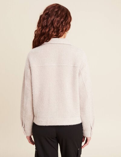 Veste droite manches longues beige femme