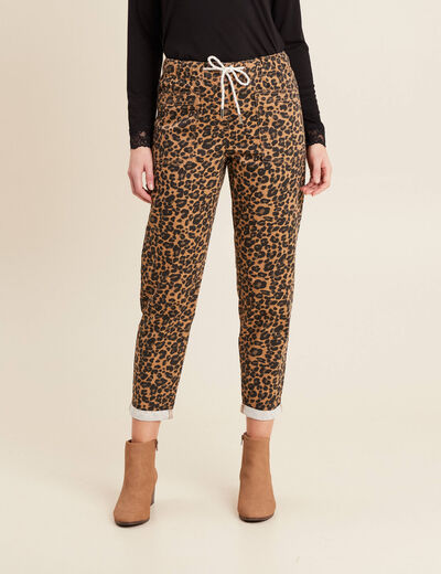 Pantalon paperbag 7/8ème marron femme