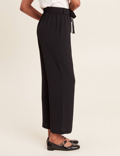 Pantalon flou droit 7/8ème noir femme