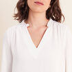Blouse col v manches longues fluide ecru femme