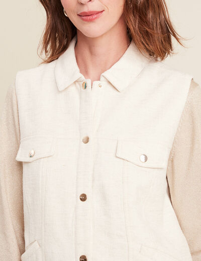 Blouson sans manches cintr&eacute; ecru femme