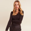 T-shirt thermo-douceur manches longues marron fonc&eacute; femme