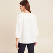 Blouse col v manches 3/4 fluide ecru femme
