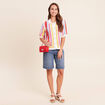 Polo manches courtes aspect macram&eacute; multicolore femme